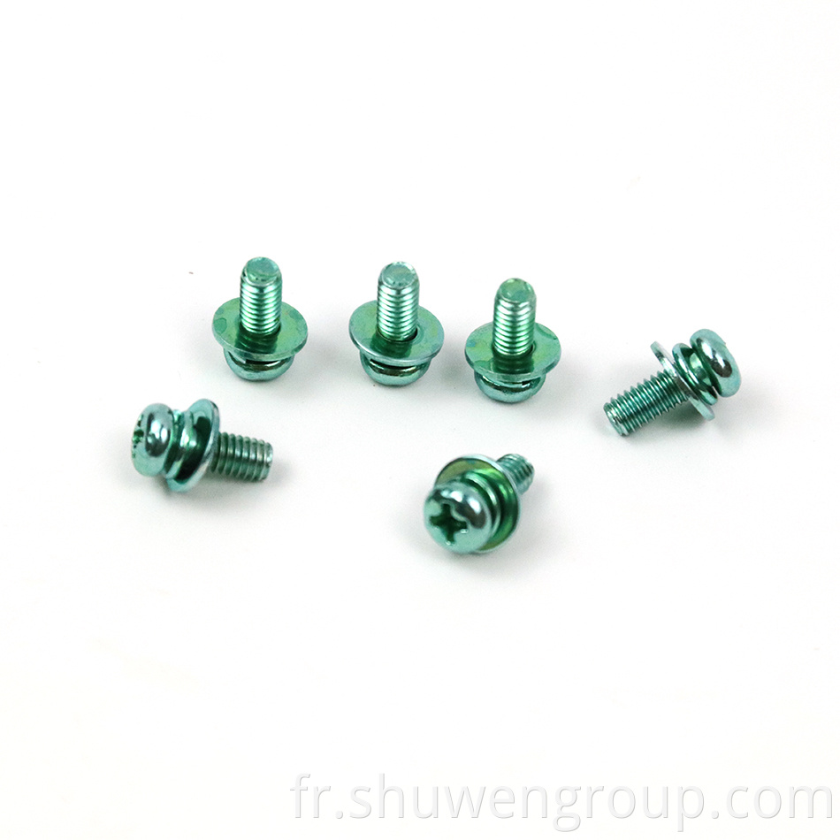 Green Zinc Plated Precision Sems Screws